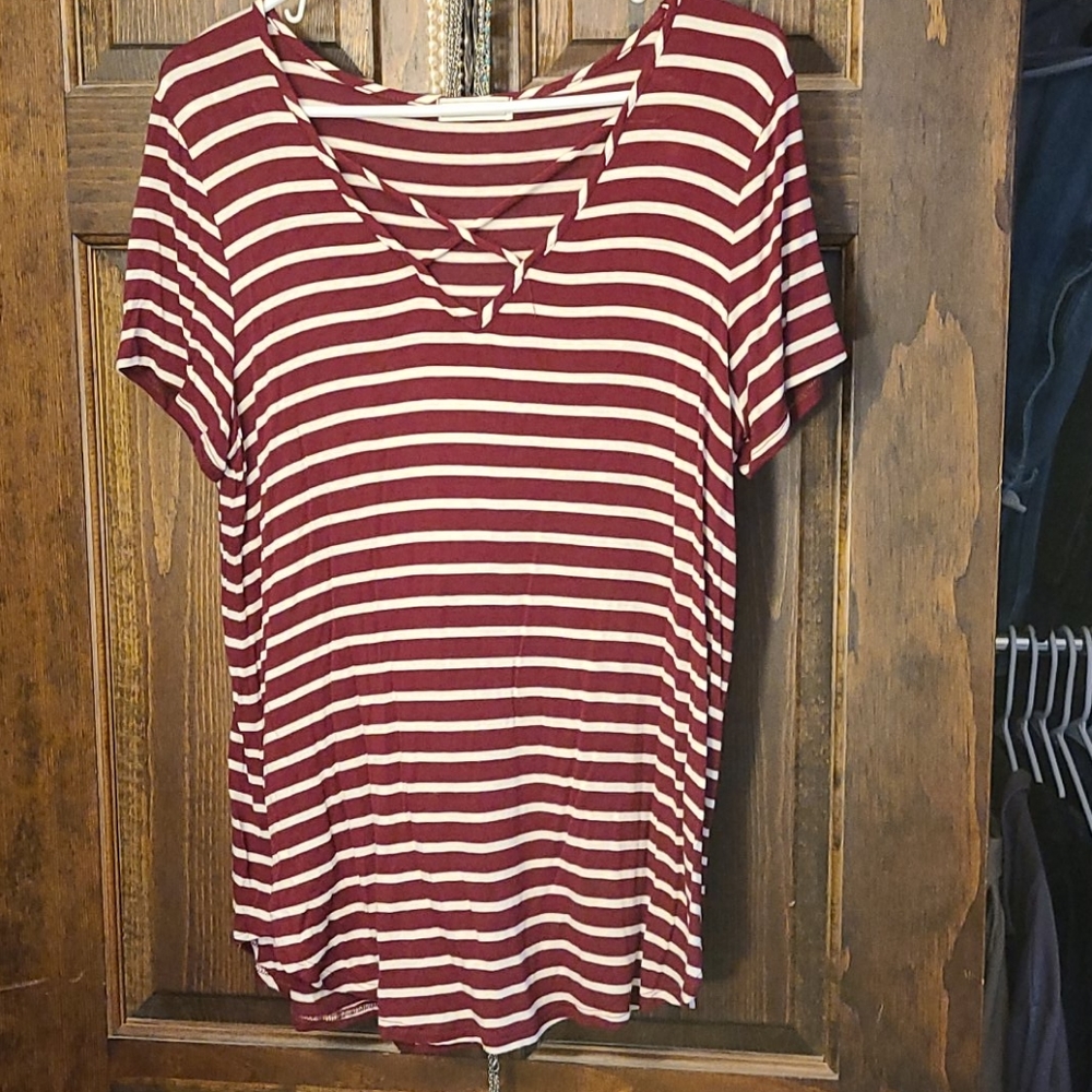 Maroon/white top